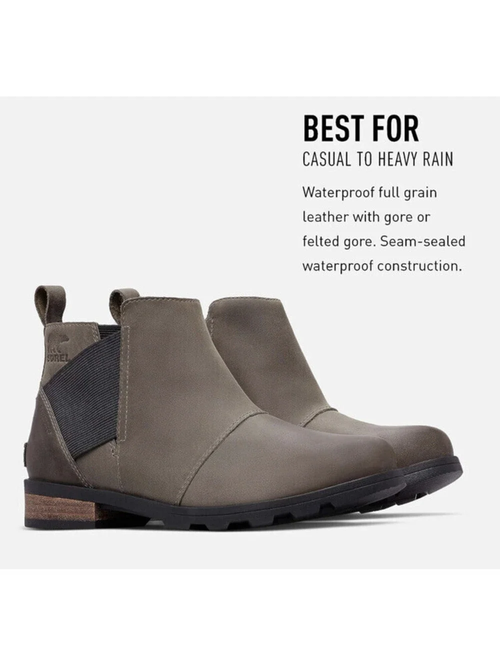 Sorel Emelie Chelsea Boot Quarry/Black Size 6